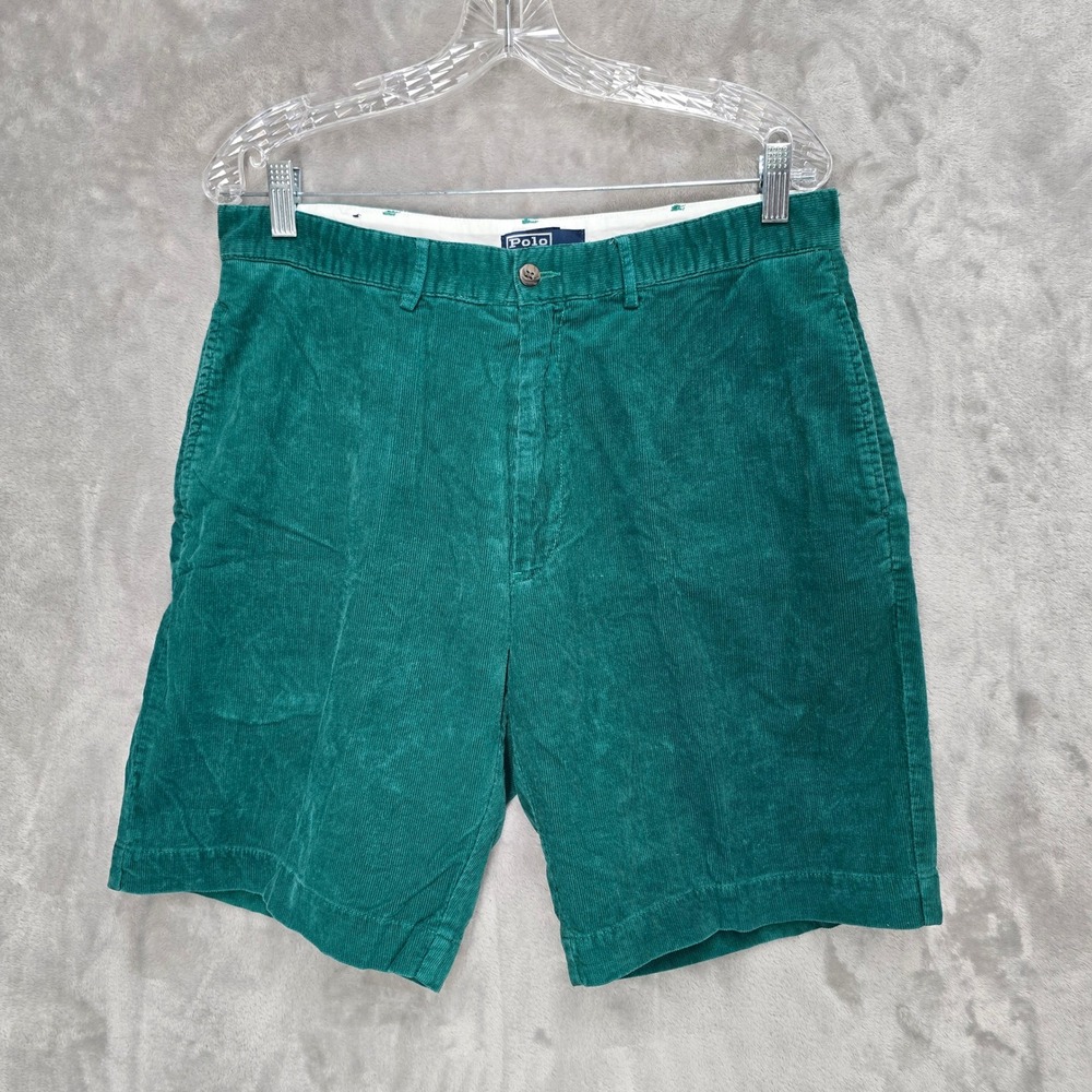 Polo Ralph Lauren Shorts Mens 32 Green Corduroy Chino Preppy Heritage Retro